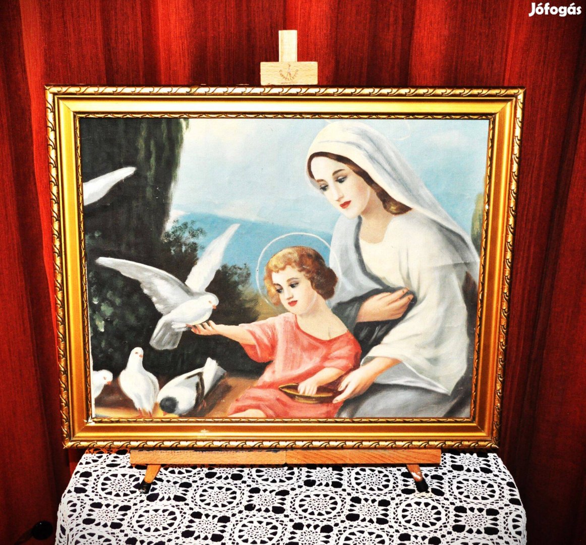 Vallási témájú falikép, szentkép nyomat, másolat,, keretben