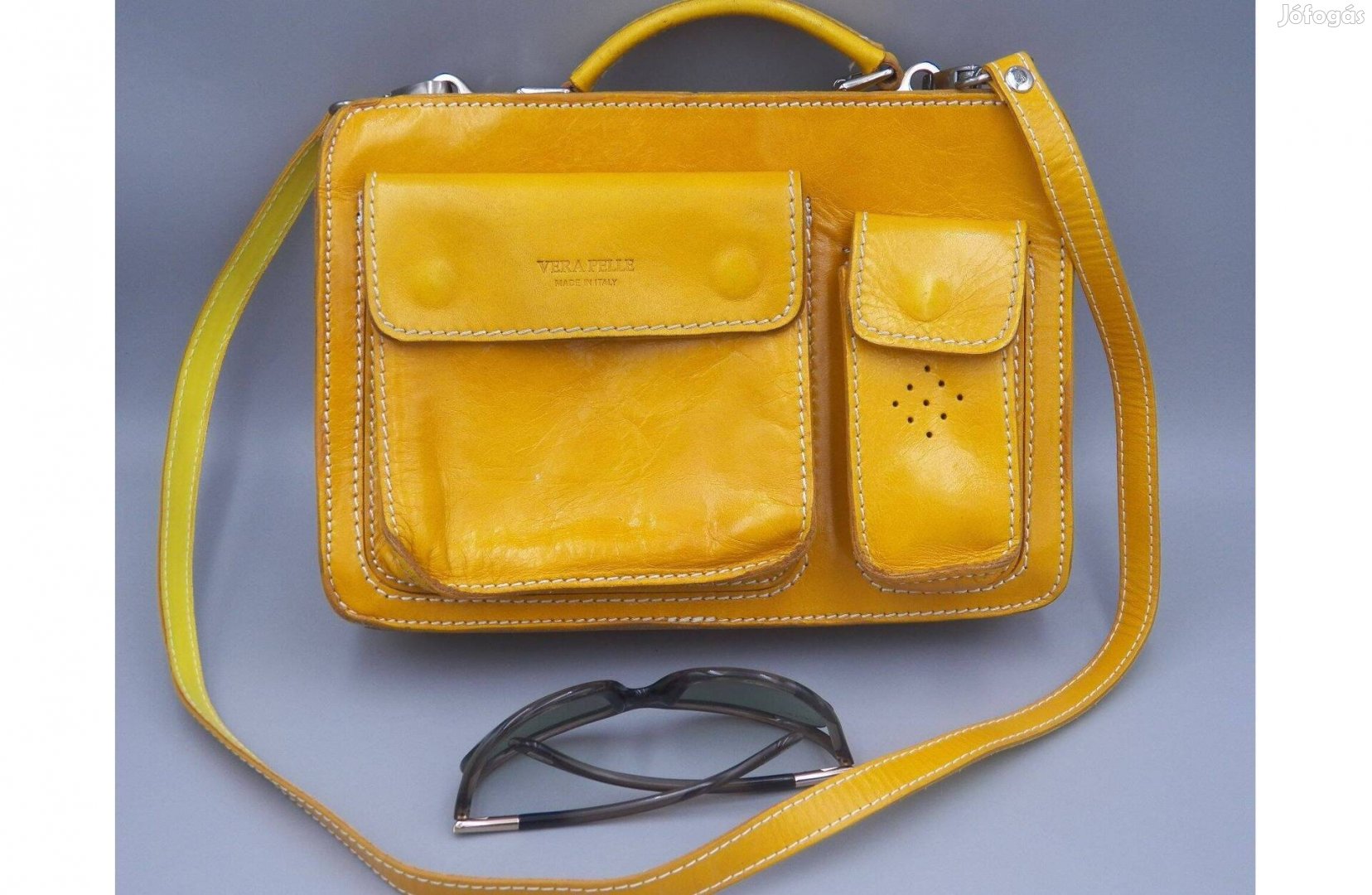 Valódi bőr olasz táska, 20 x 27 cm