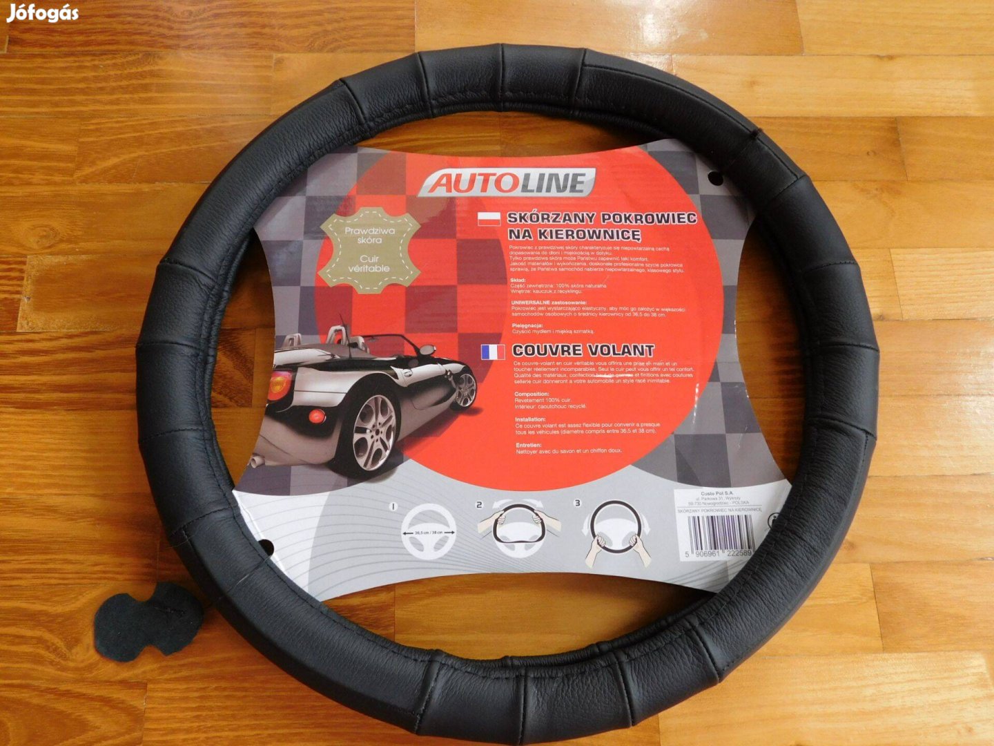 Valódi sertésbőr fekete kormányvédő, nem kell varrni,