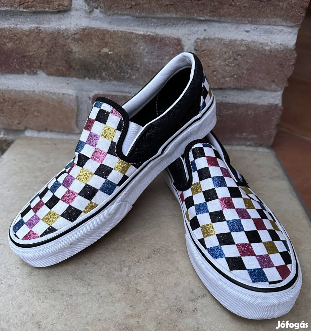 Vans Classic Slip On - Glitter Checkerboard cipő, 39