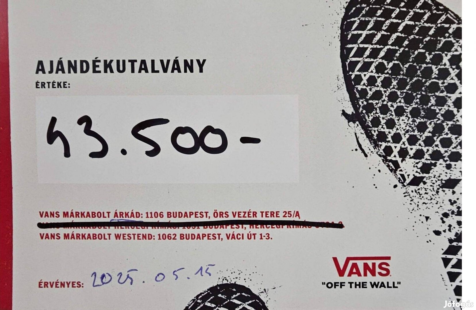 Vans ajándékutalvány