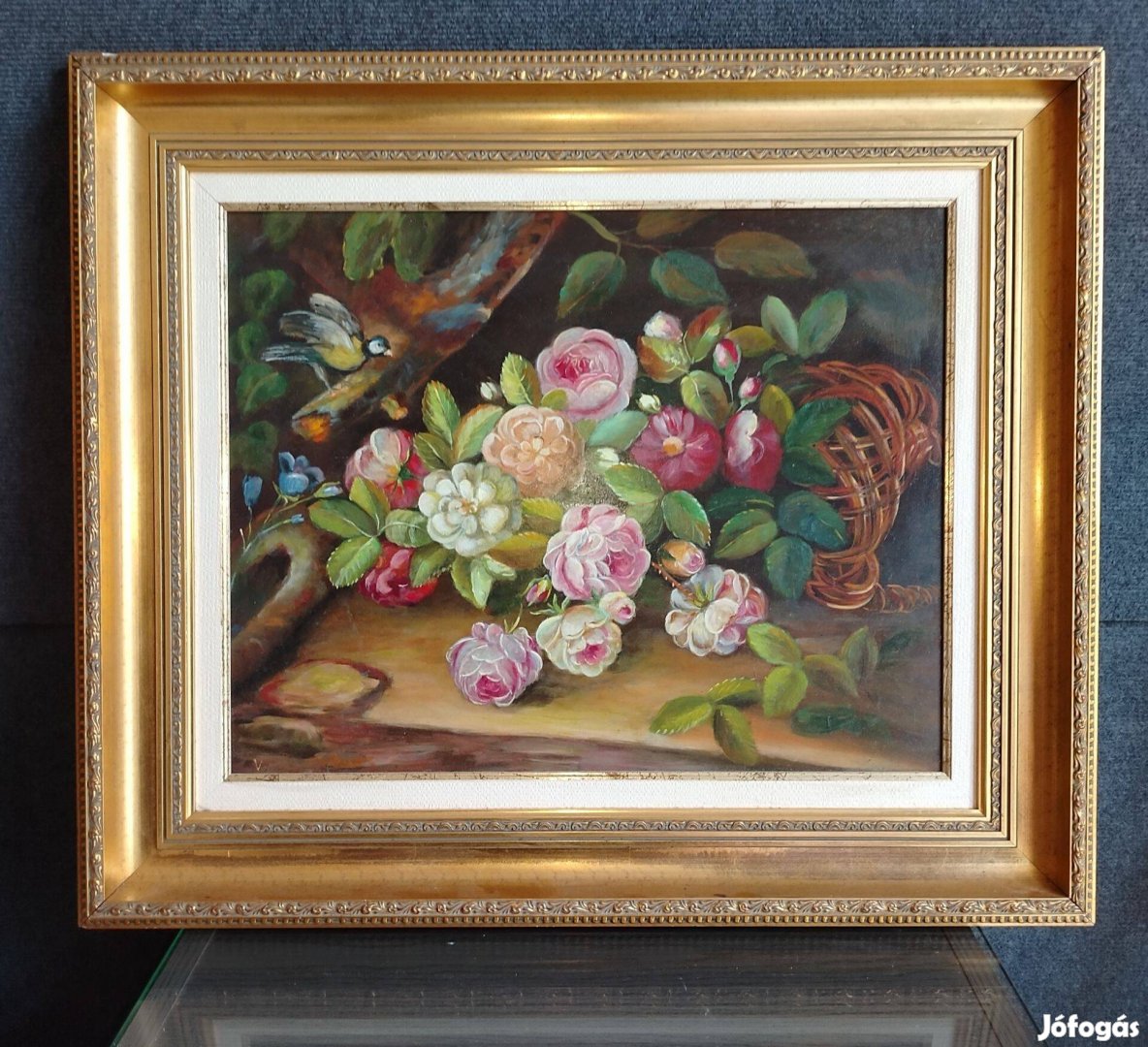 Varga Zoltán virágcsendélet festmény 40x50 cm kerettel