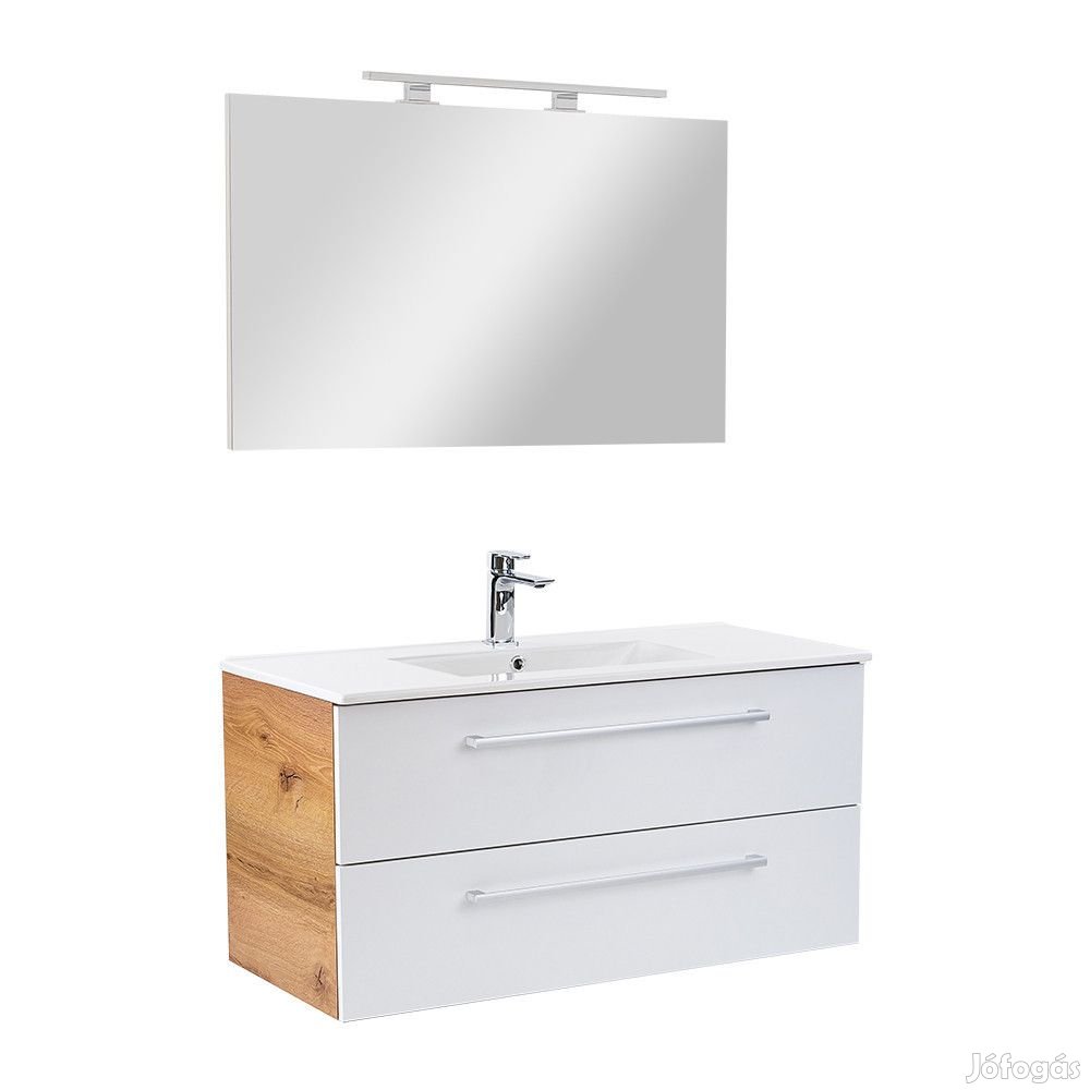 Vario Clam 100 komplett fürdőszoba bútor tölgy-fehér