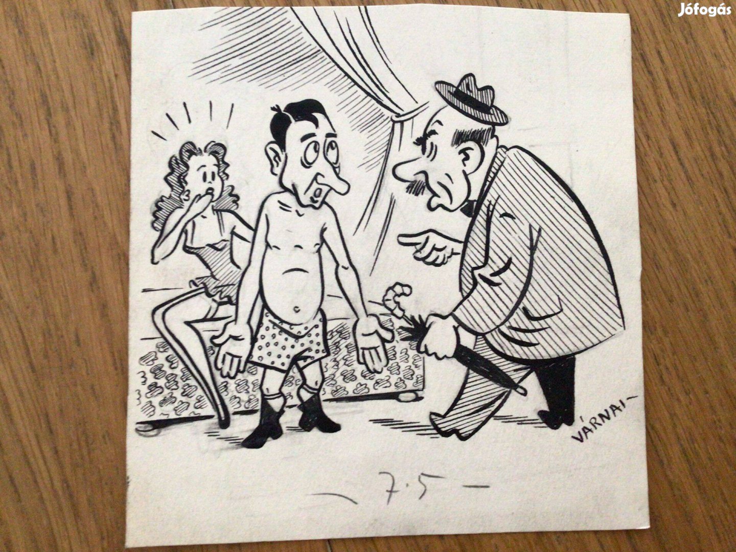 Várnai György eredeti karikatúra rajza a Szabad Száj c. lapnak 15 x 15