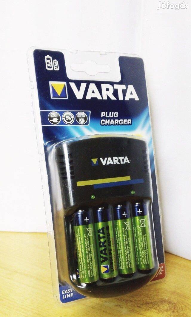 Varta Plug Charger, Elem akkumulátor töltő + 4db 2100mAh AA, új állapo