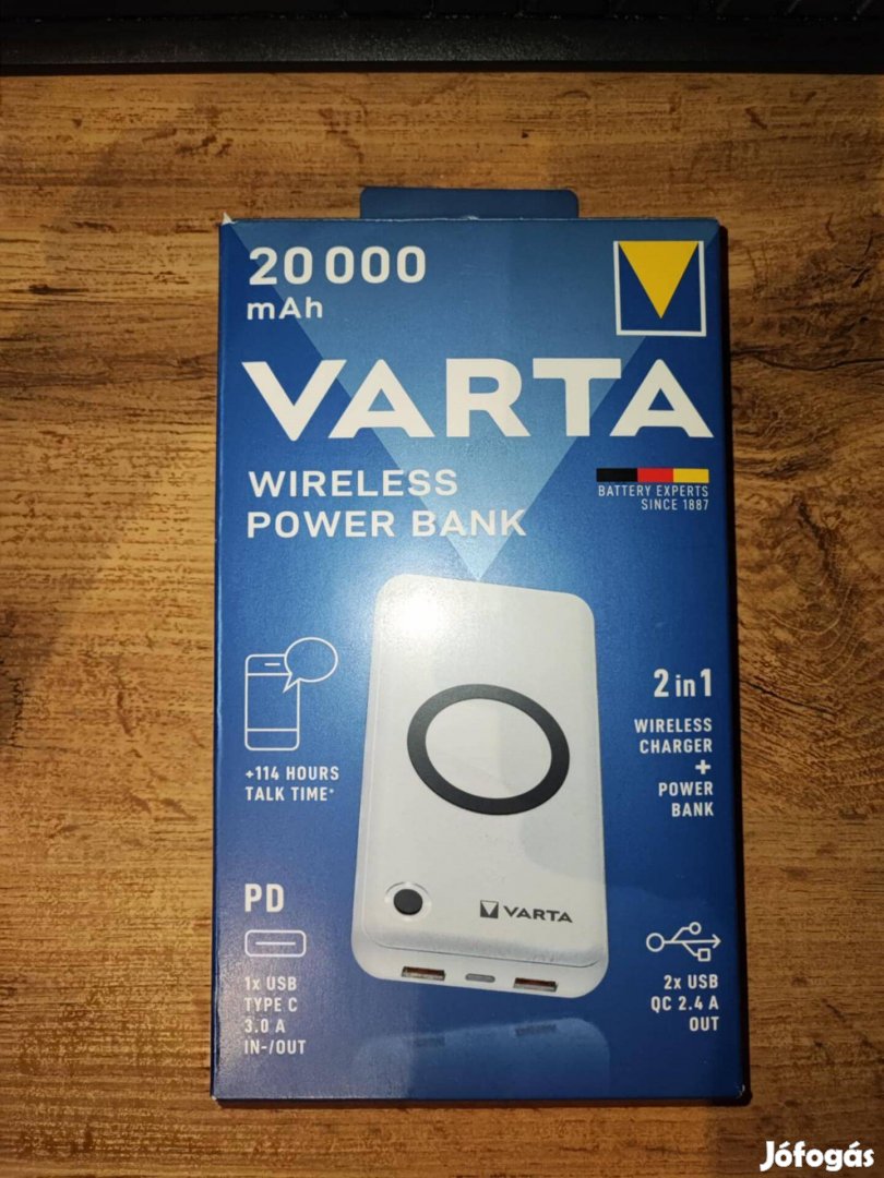 Varta vereték nélküli powerbank 20.000 mAh