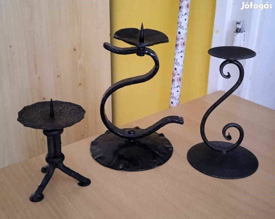 Vaskovácsoltvas gyertyatartók 3 db. különböző forma