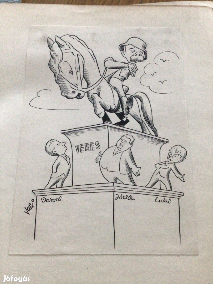 Vasi Kálmán eredeti karikatúra rajza a Szabad Száj c. lapnak 21 x 15 c
