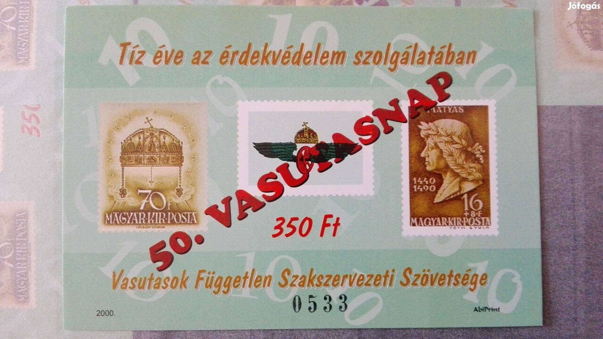 Vasutasnap 50-dik jubileumi emlékív 2000-res kiadás