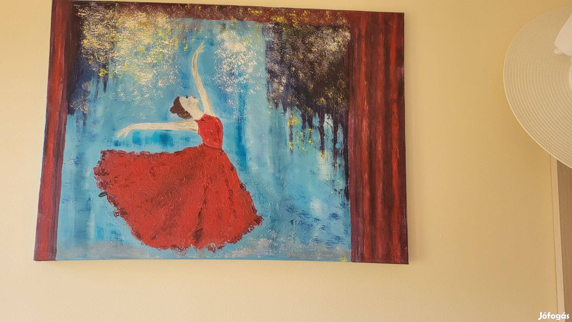 Vászonra olajjal festett kép 70x 50cm táncosnő