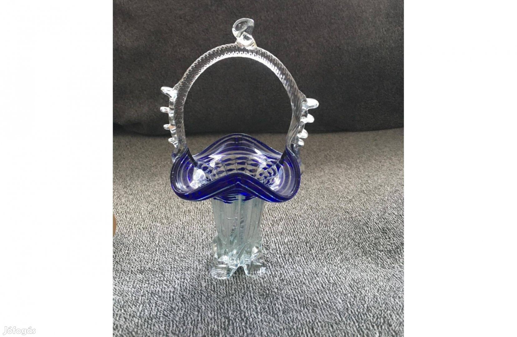 Váza disz retro kék akasztós 22cm magas kosár