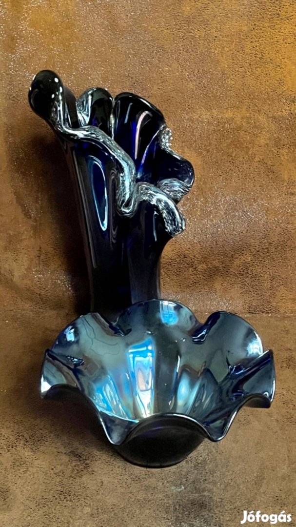 Váza és tál szett kék üveg, Budapest, Belváros