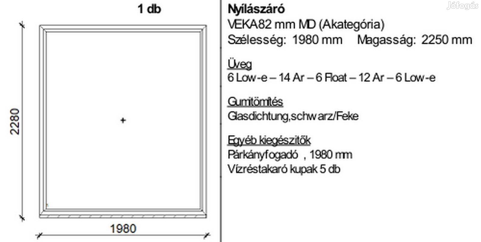 Veka Softline 82 MD 2,3x2 m, fix 3 rétegű ablak eladó