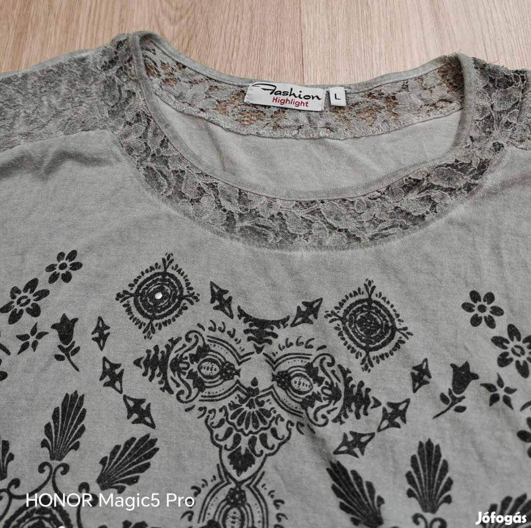 Vékony pamut női szürke felsőrész L