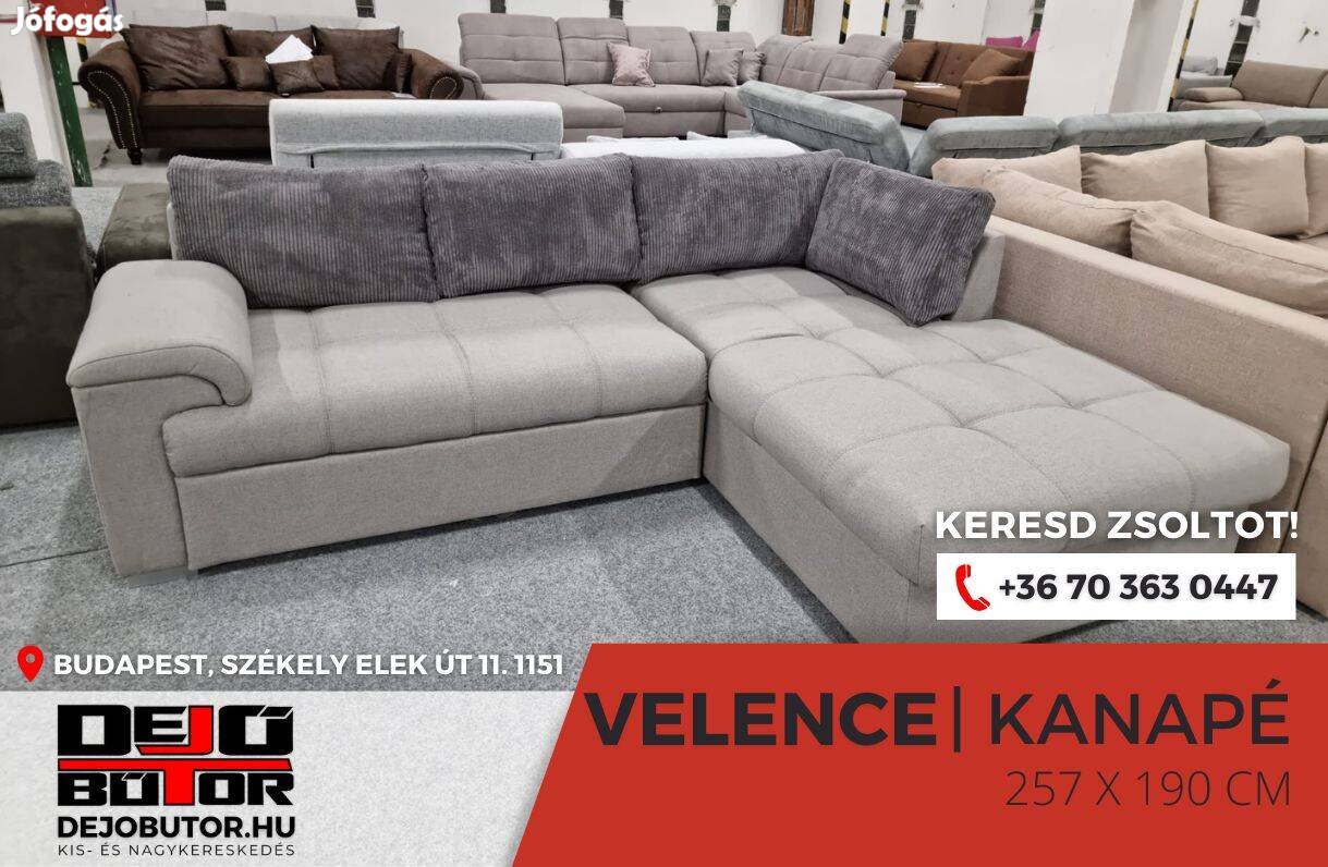 Velence rugós kord Gray sarok kanapé ülőgarnitúra 257x190 cm
