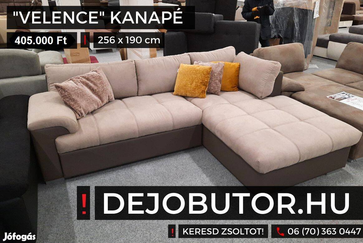 Velence rugós sarok kanapé ülőgarnitúra 256x190 cm ágyazható bézs