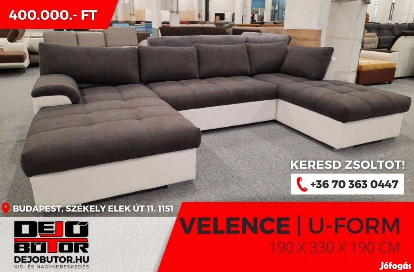 Velence sarok kanapé rugós ülőgarnitúra 190x330x190 cm ualak barna