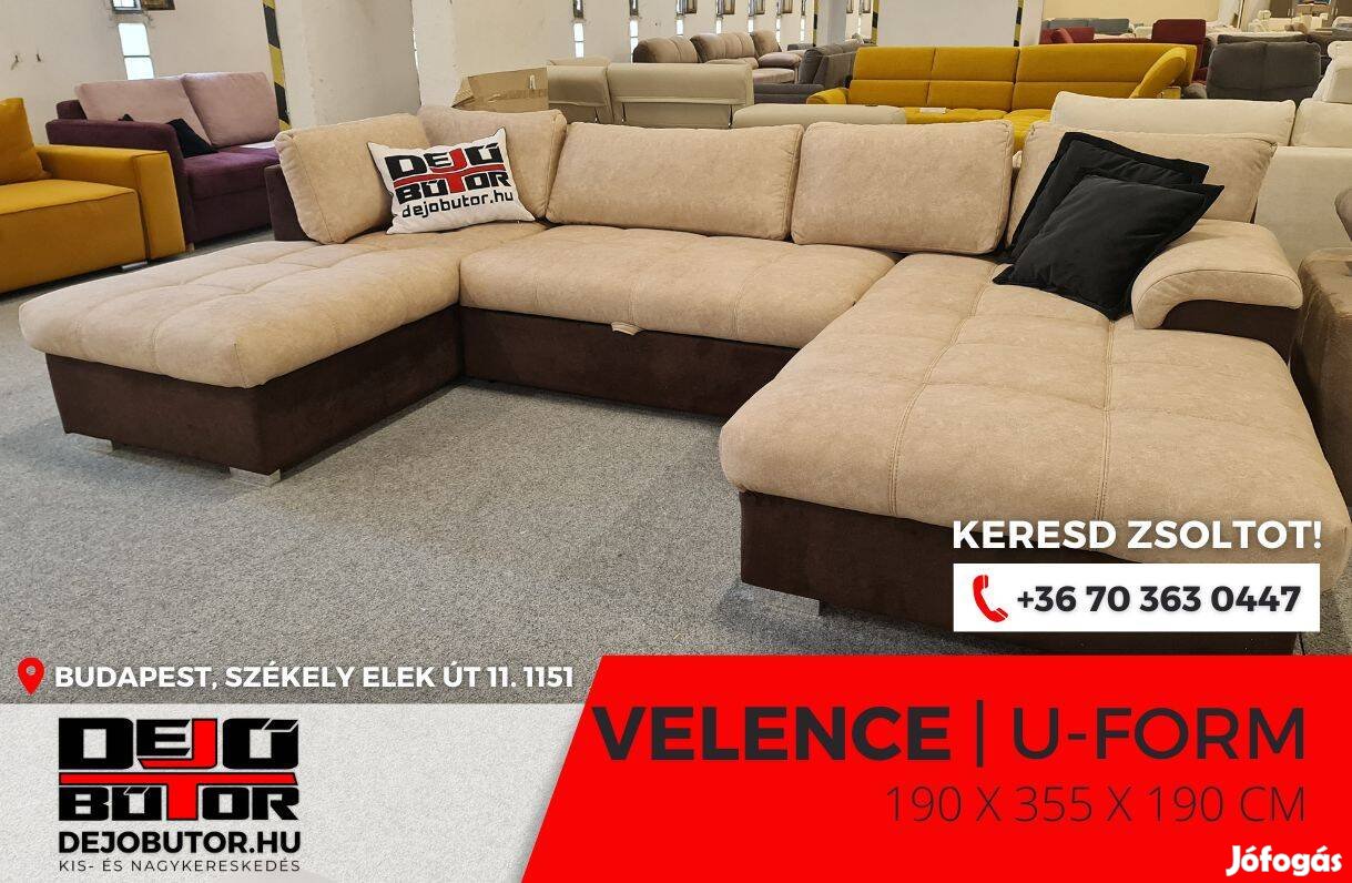 Velence sarok rugós kanapé ülőgarnitúra 190x330x190 cm ualak bézs