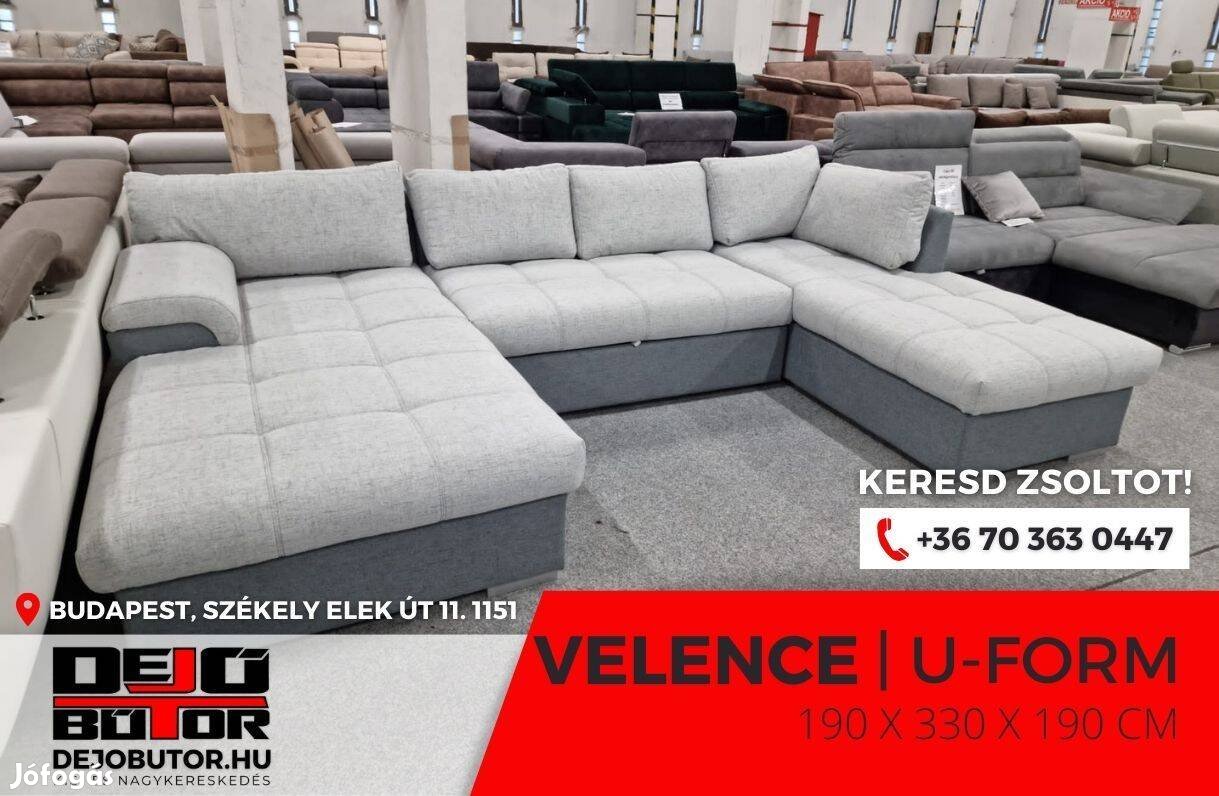 Velence sarok rugós kanapé ülőgarnitúra 190x330x190 cm ualak szürke