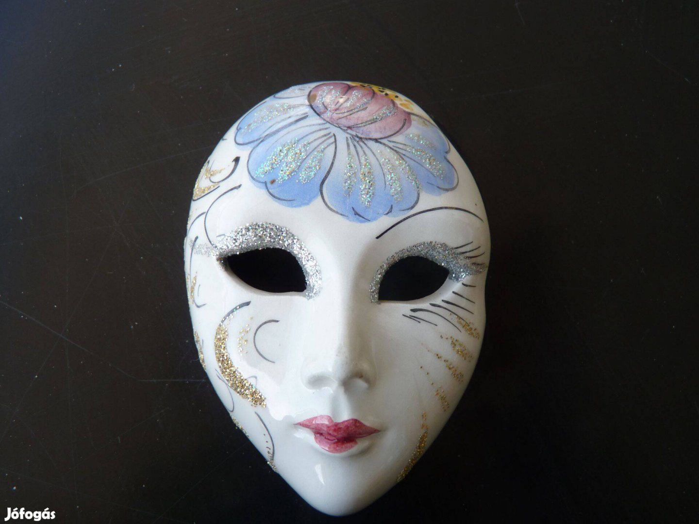 Velencei maszk dísz, 8 x 6 cm