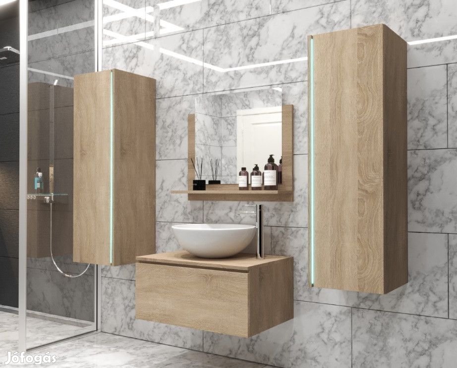 Venezia Alius A1 fürdőszobabútor szett + mosdókagyló + szifon (sonoma