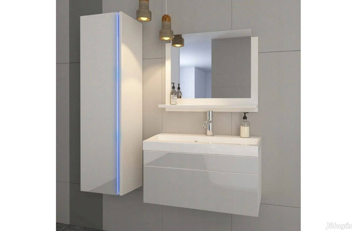 Venezia fürdőszobabútor szett + mosdókagyló + szifon (fényes fehér)
