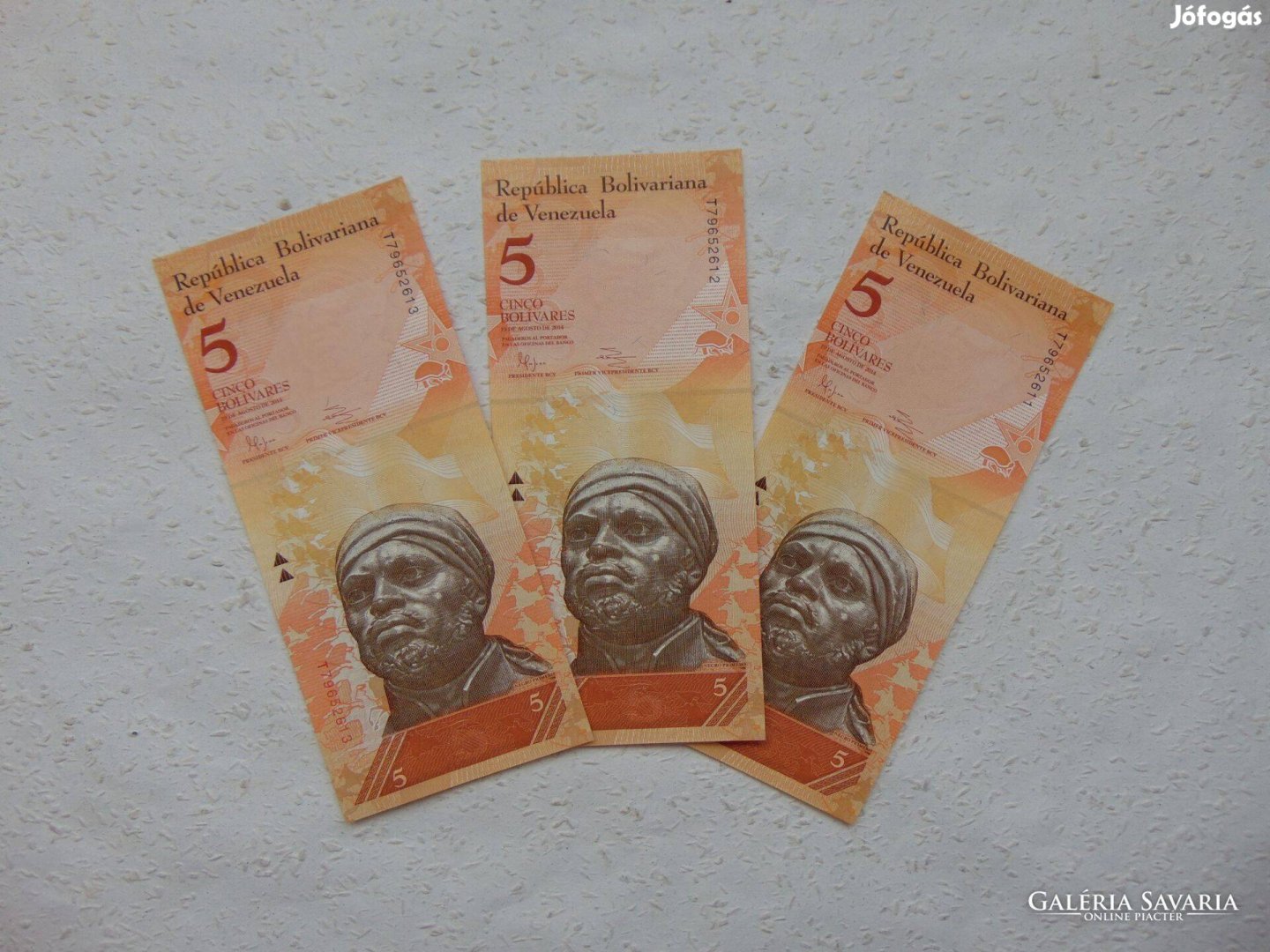 Venezuela 3 darab 5 bolivar 2014 Sorszámkövető