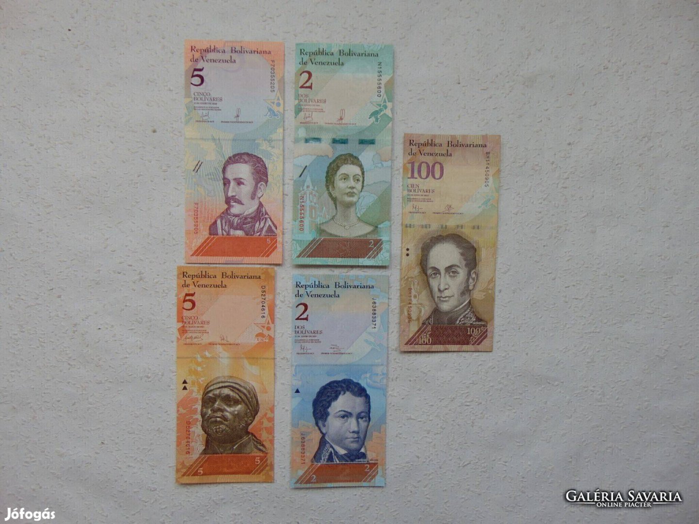 Venezuela 5 darab bolivar bankjegy LOT ! 02