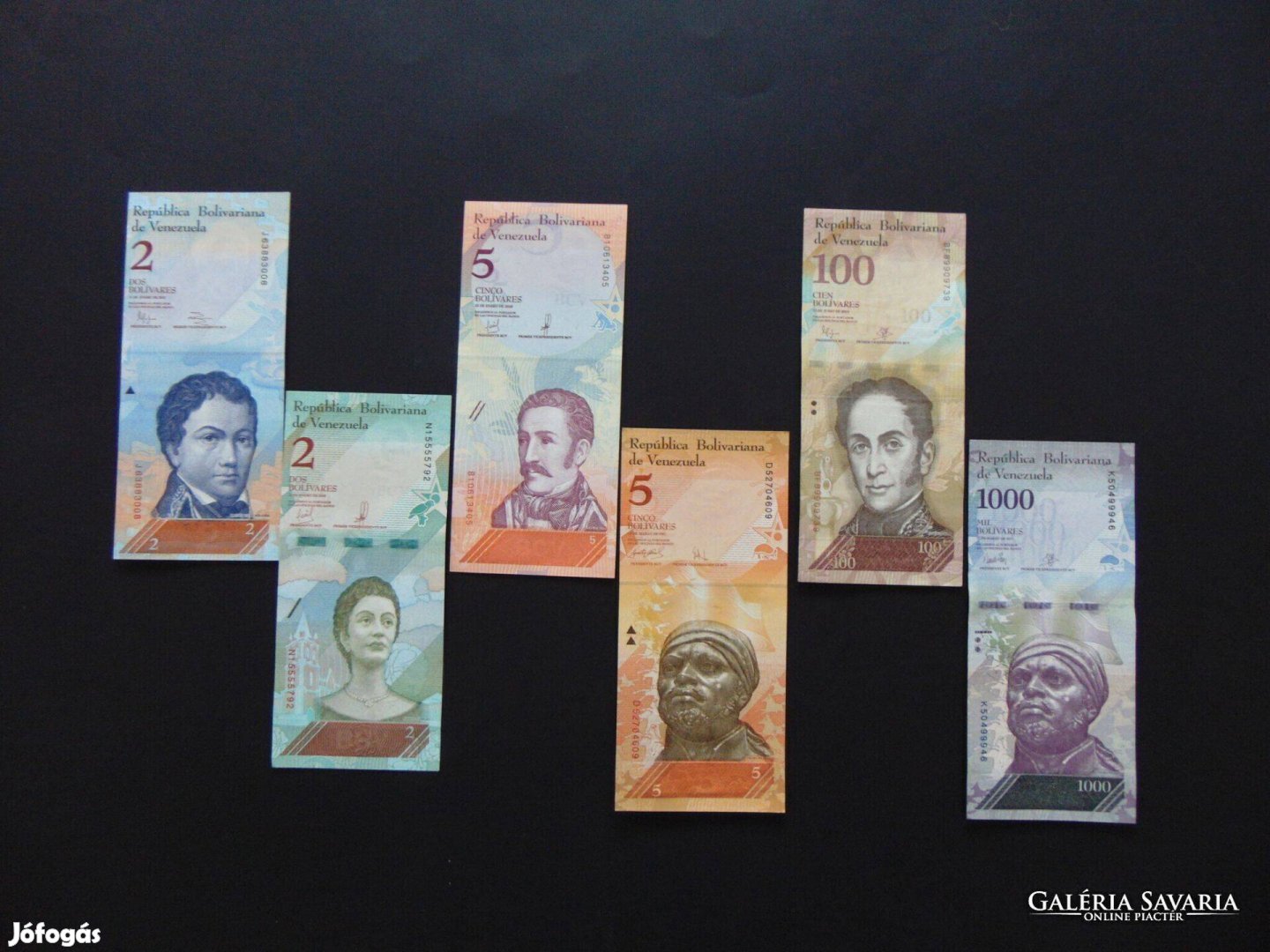 Venezuela 6 darab bolivar bankjegy LOT ! Hajtatlan bankjegyek