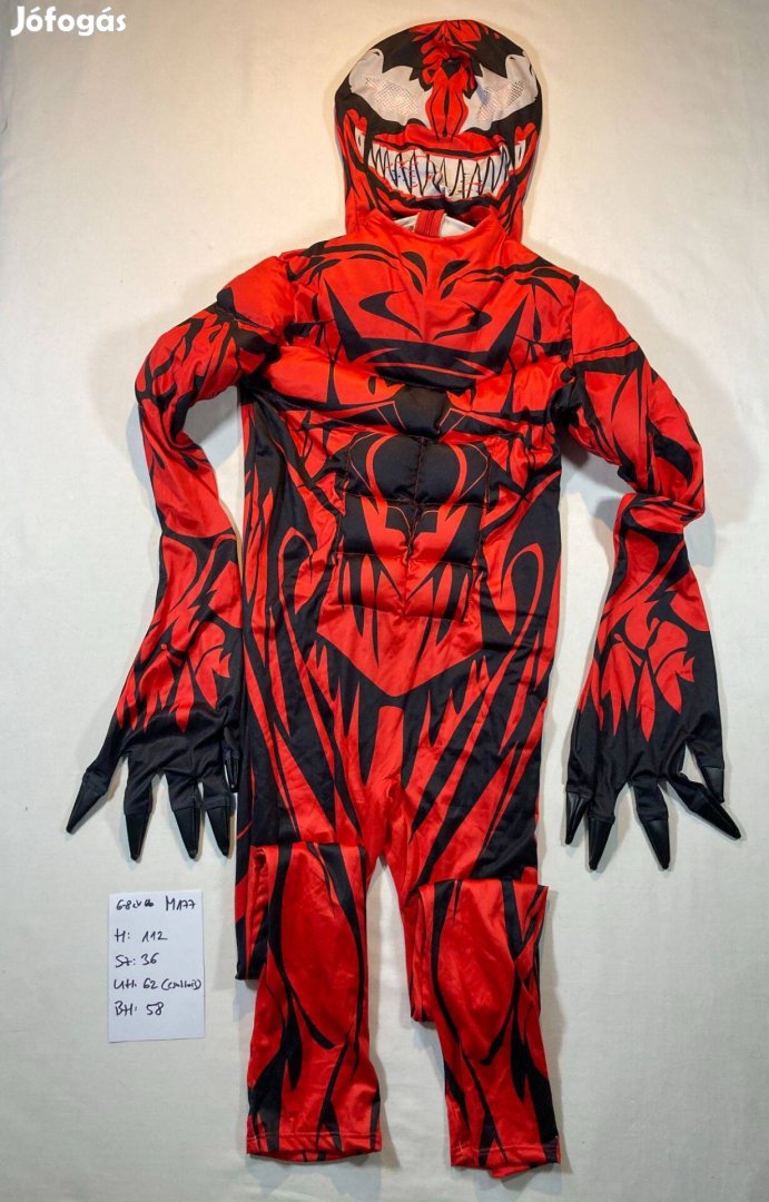 Venom jelmez, fekete Pókember jelmez 6-8 év M177