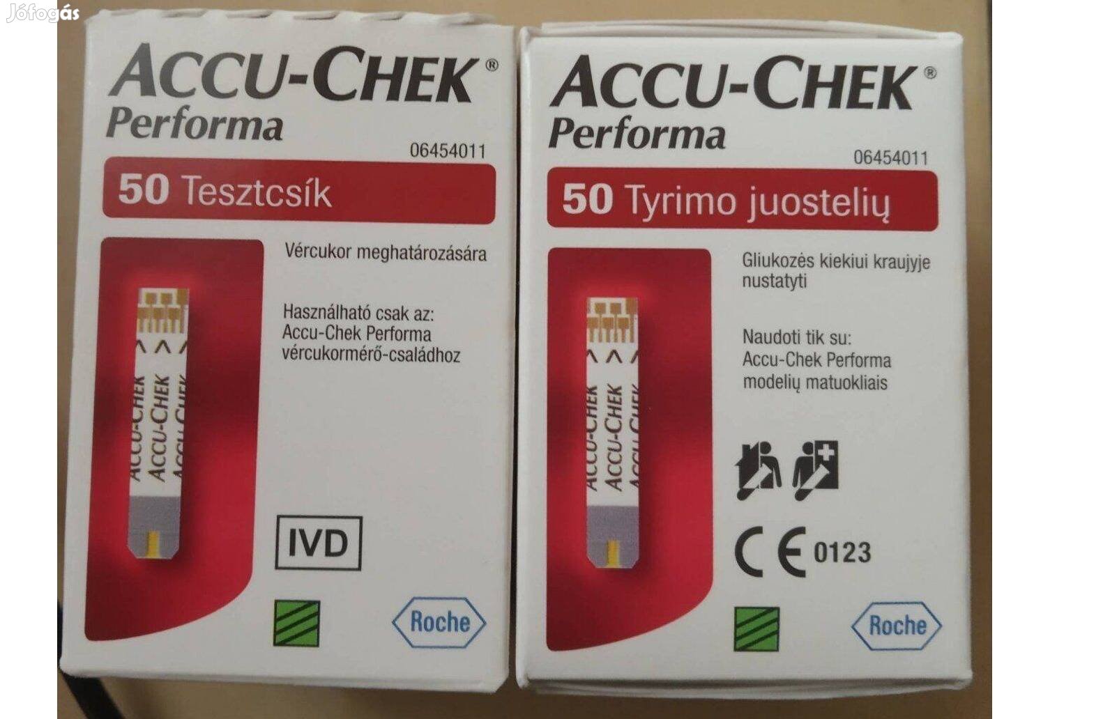 Vércukorszint mérő tesztcsík:Accu-Chek Performa.Új,bontatlan csomagok