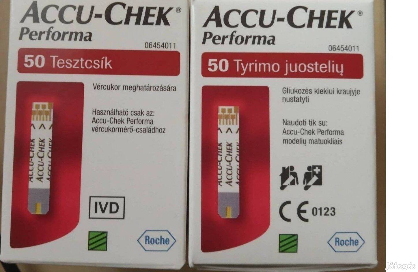 Vércukorszint mérő tesztcsík: Accu-Chek Performa.Új csomagok