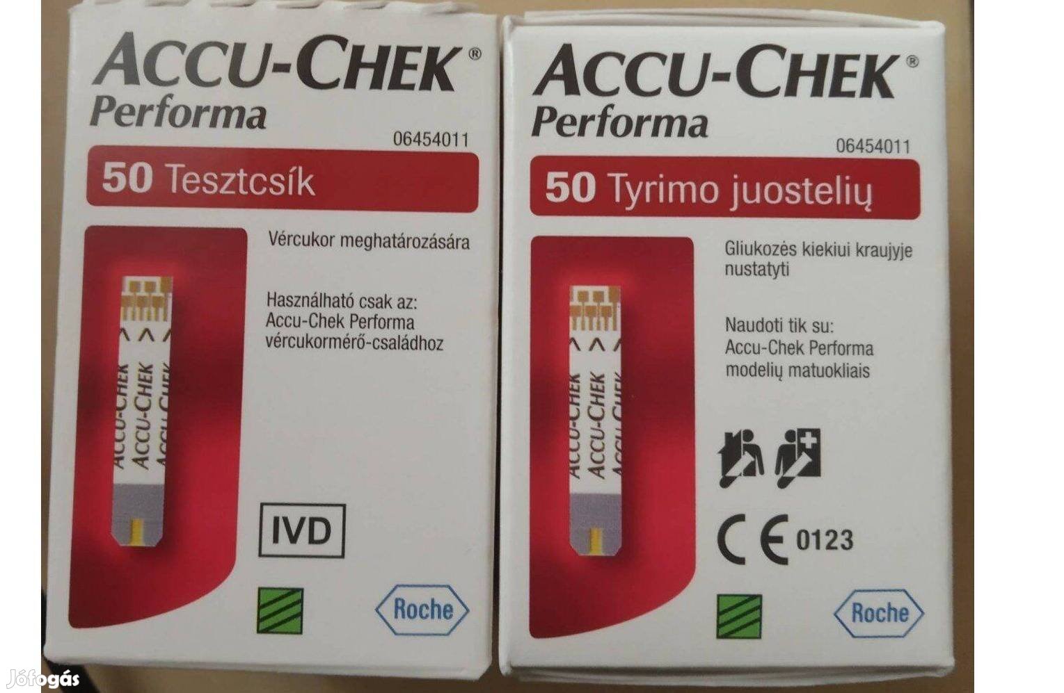 Vércukorszint mérő tesztcsk: Accu-Chek Performa.Új, bontatlan csomagok