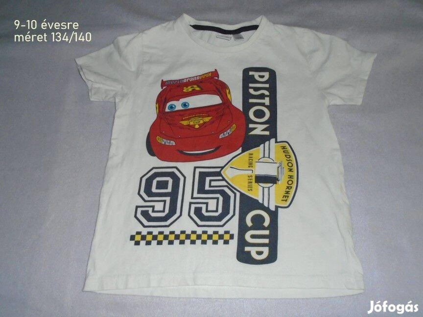 Verdák mintás fehér színű póló 9-10 évesre méret 134 140
