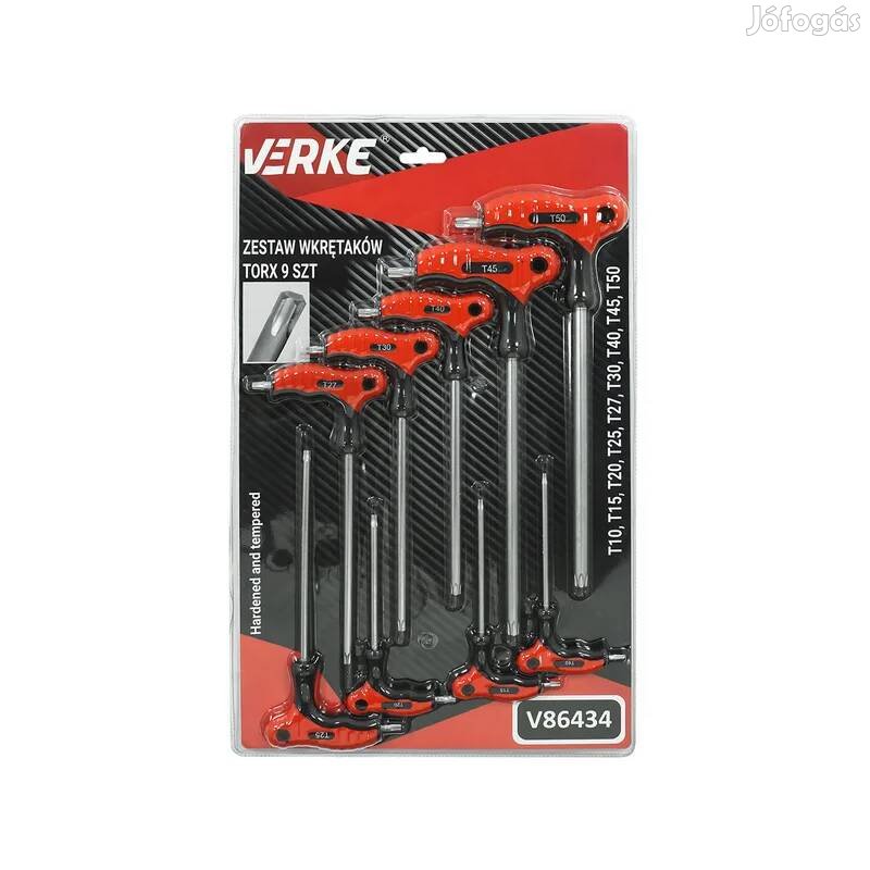 Verke Torx kulcs csavarhúzó készlet 9 db T nyelű V86434