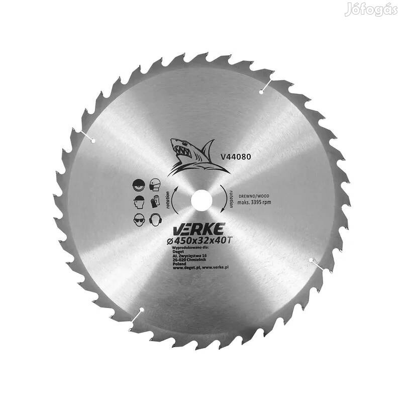 Verke körfűrészlap fához 450 x 32 mm 40T (V44080)