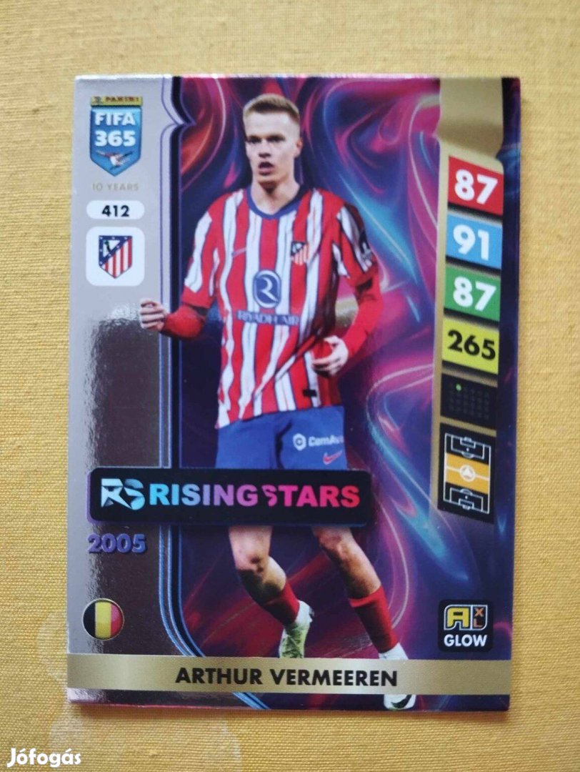 Vermeeren Atletico Madrid FIFA 365 2025 GLOW Rising Star focis kártya