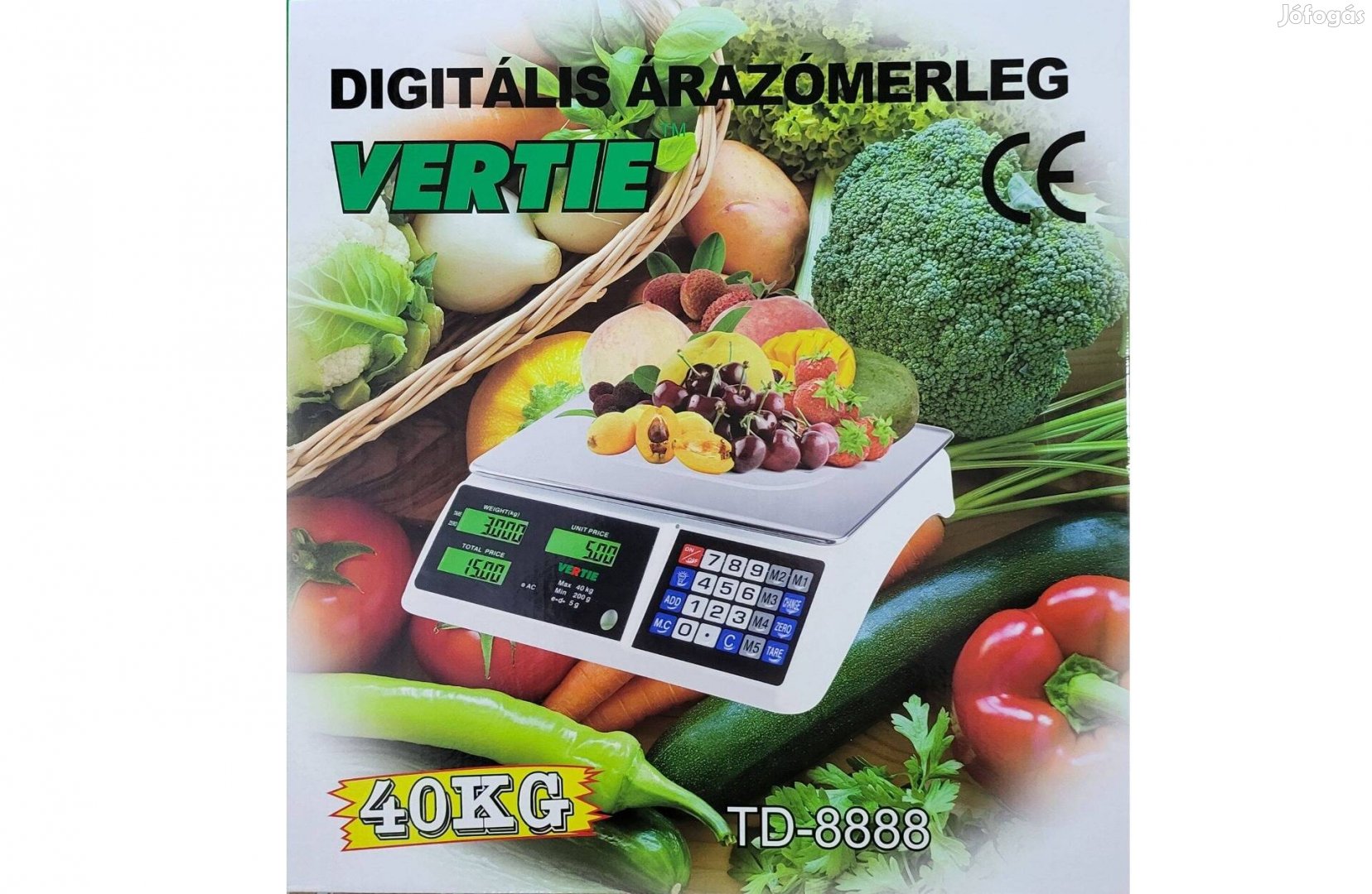 Vertie asztali digitális LCD kijelzős bolti mérleg 40kg