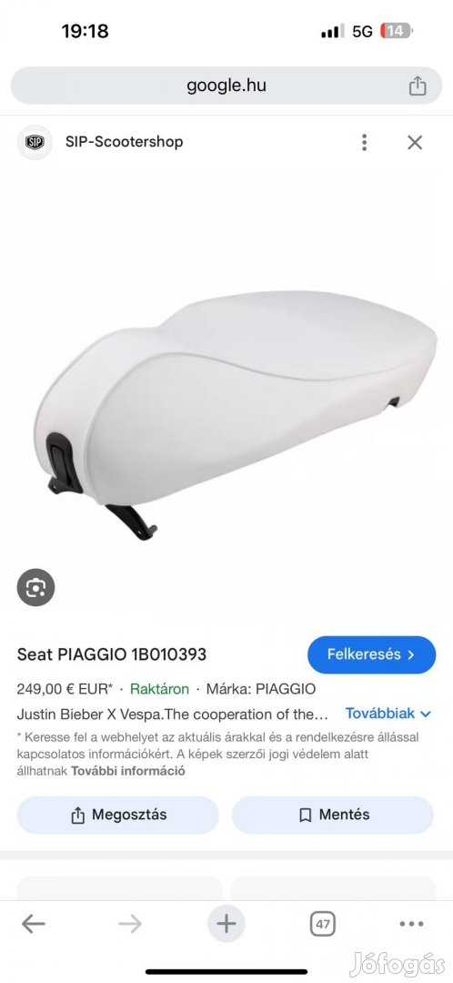 Vespa Primavera Gyári új fehér Justin Bieber