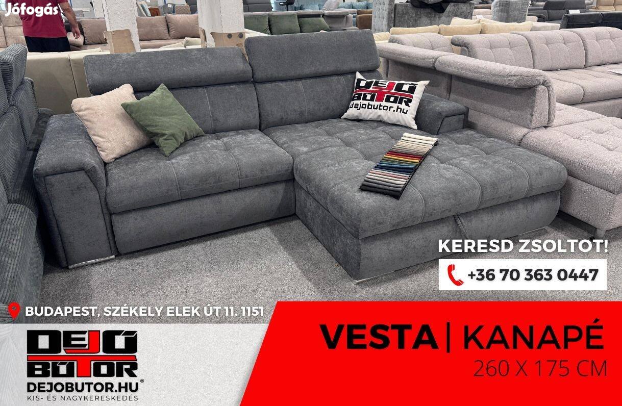 Vesta grafit sarok rugós kanapé ülőgarnitúra 265x175 cm