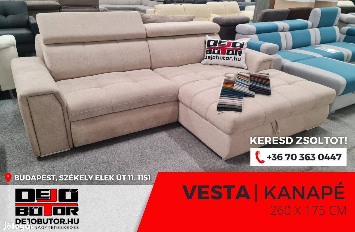 Vesta sarok kattanó támlás kanapé ülőgarnitúra bútor 265x175 cm bézs