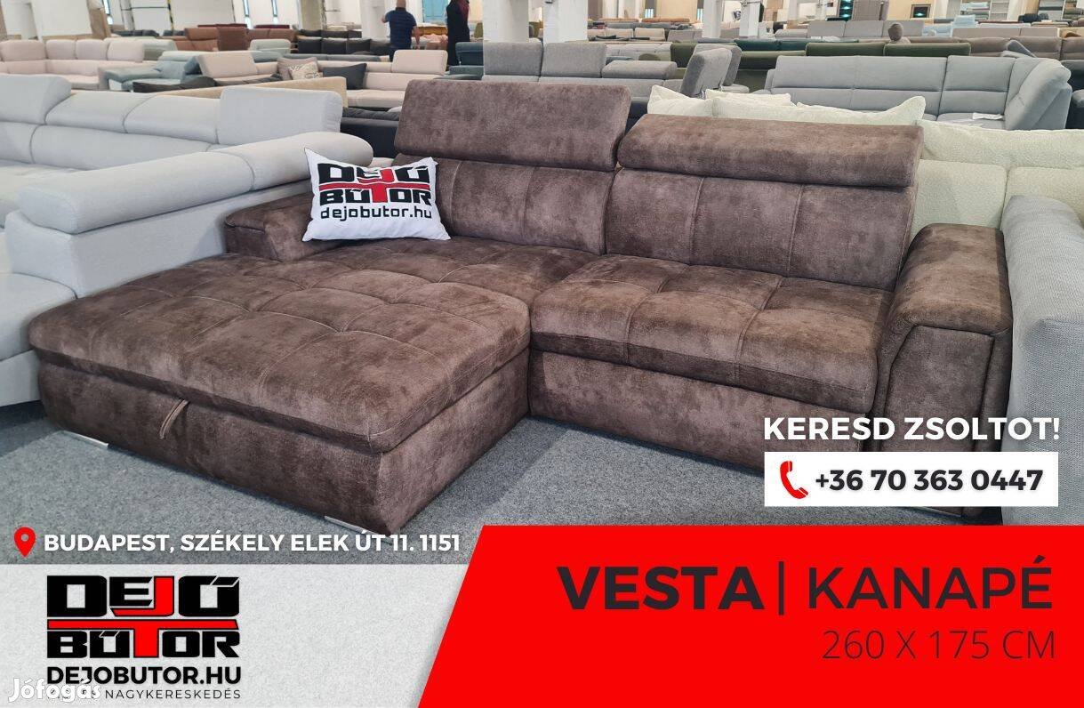 Vesta sarok prémium kanapé ülőgarnitúra 265x175 cm rugós bronz