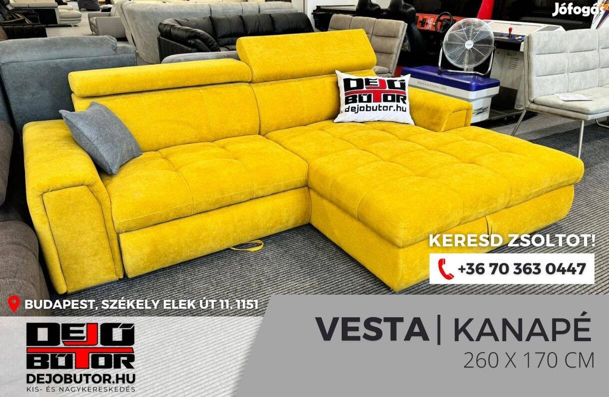 Vesta sarok rugós kanapé ülőgarnitúra bútor 265x175 cm sárga