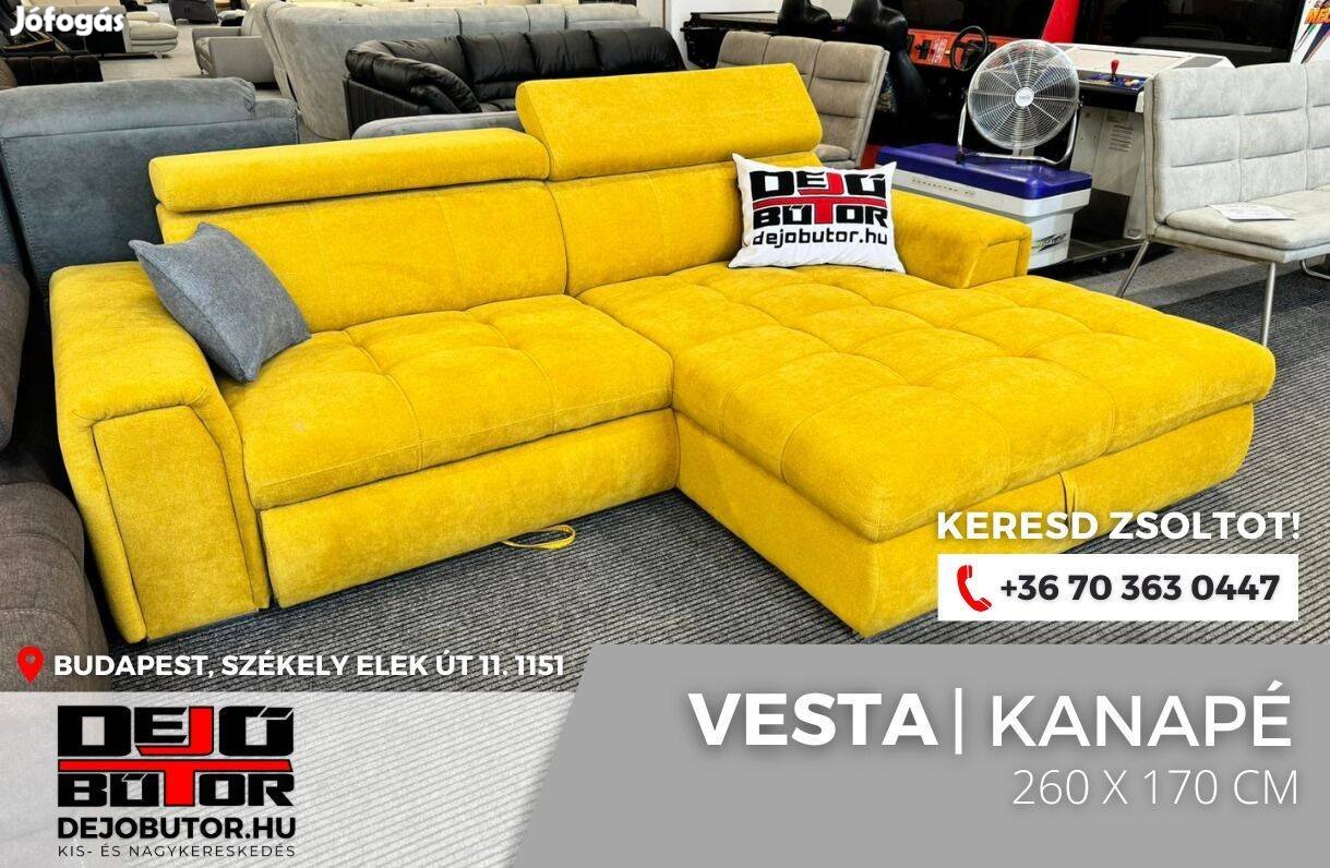 Vesta sarok sárga kanapé ülőgarnitúra 265x175 cm rugós világos bútor