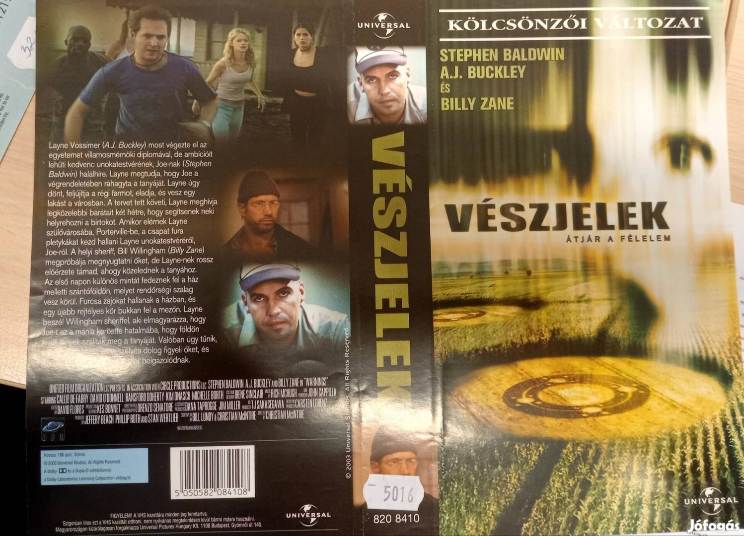 Vészjelek - sci- fi vhs - Billy Zane