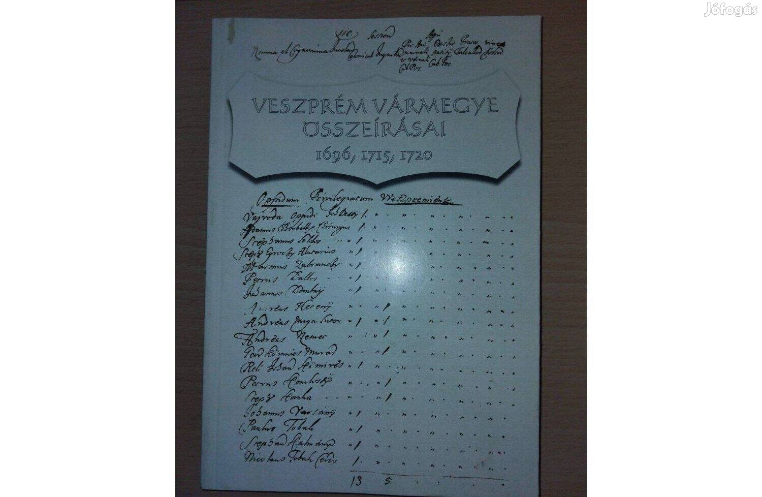 Veszprém vármegye összeírásai 1696, 1715, 1720