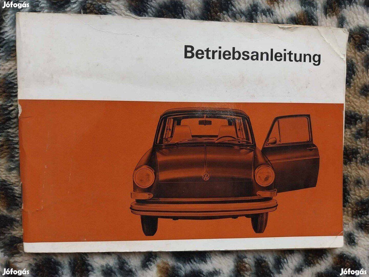 Veterán autó VW Volkswagen 1600 kezelési könyv útmutató