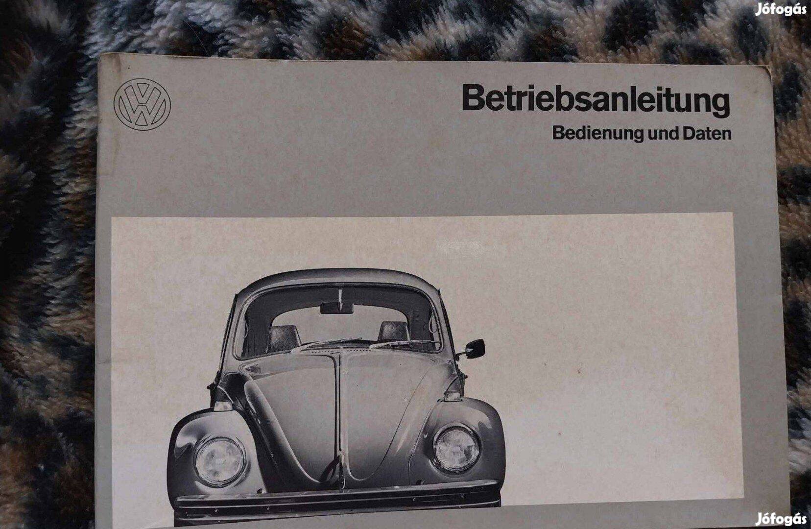 Veterán autó Volkswagen VW Bogár Kafer kezelési könyv útmutató