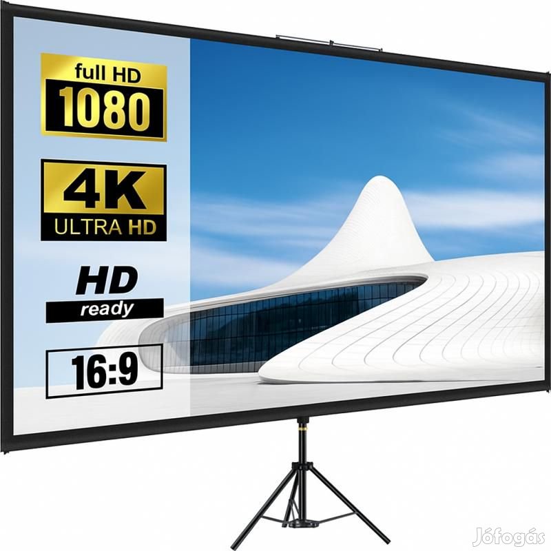 Vetítővászon állvánnyal  16:9 4K HD 203,2 cm