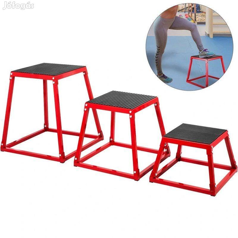Vevor Poly ugródoboz készlet acélból, 30/46/61cm - piros/fekete